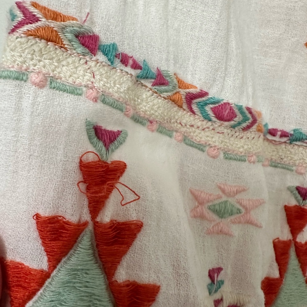Sundance White Dress Tunic with Colorful Geometric Tribal Embroidery Boho Large - Picture 7 of 13